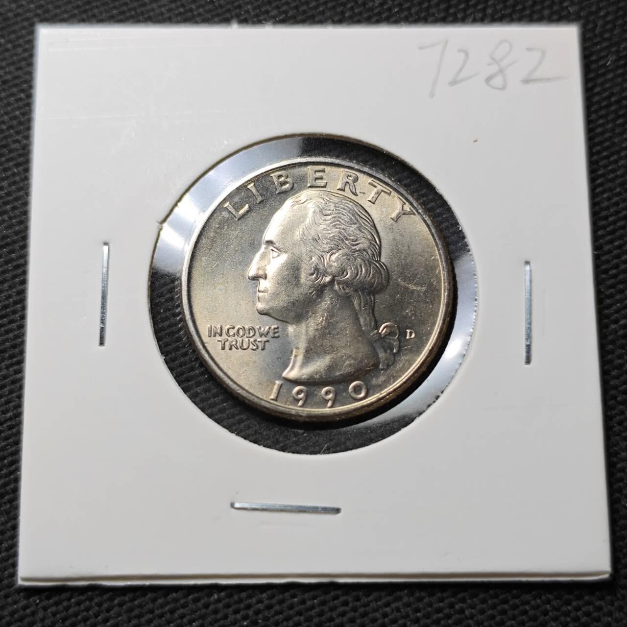KK钱币收藏小铺  第372场  2月预留时间 周末发货  1990美国25分 好品