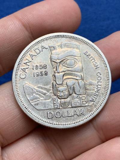 《竞宝斋》第438场 周日，周一，周二 3场连拍 （全场包邮） - 1958年加拿大不列颠哥伦比亚省纪念银币 加拿大经典品种，品相和状态都挺好