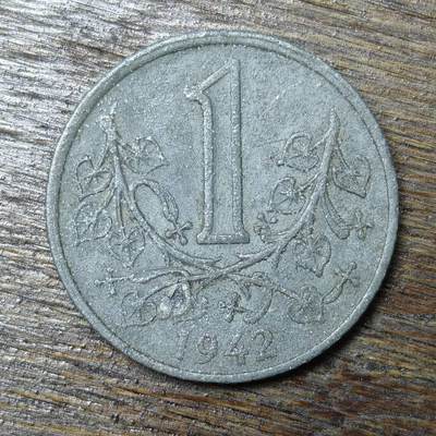 【铜匠收藏】★第132场★散币场，无佣金，30包邮。不满30元，支付5元运费。《接受代拍 代送NGC评级》 - 德占捷克斯洛伐克(波希米亚与摩拉维亚)1942年 1克朗 锌币