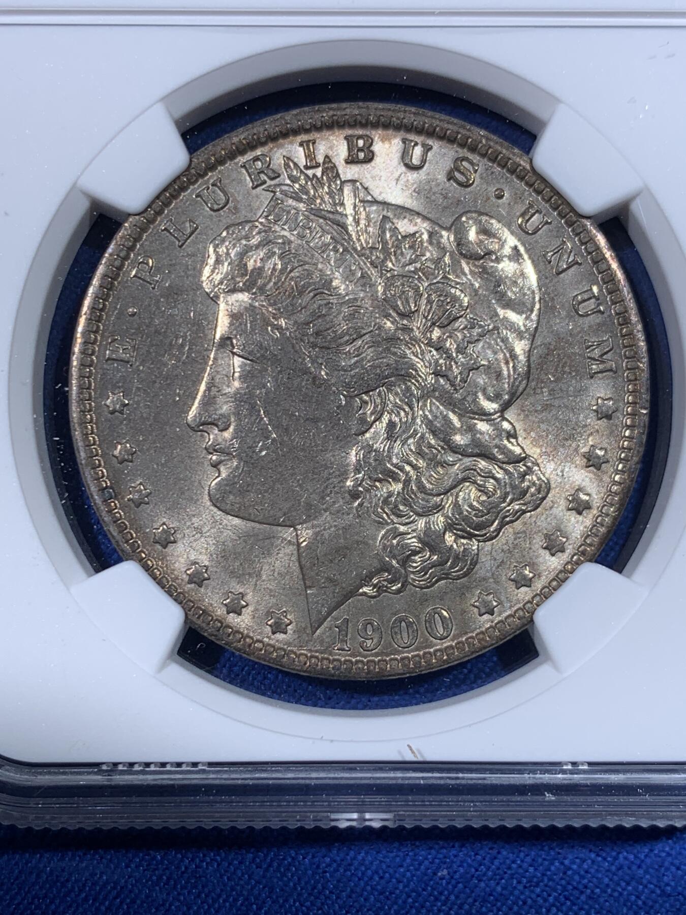 《竞宝斋》第438场 周日，周一，周二 3场连拍 （全场包邮） NGC MS62 美国 1900年 摩根 1美圆银币