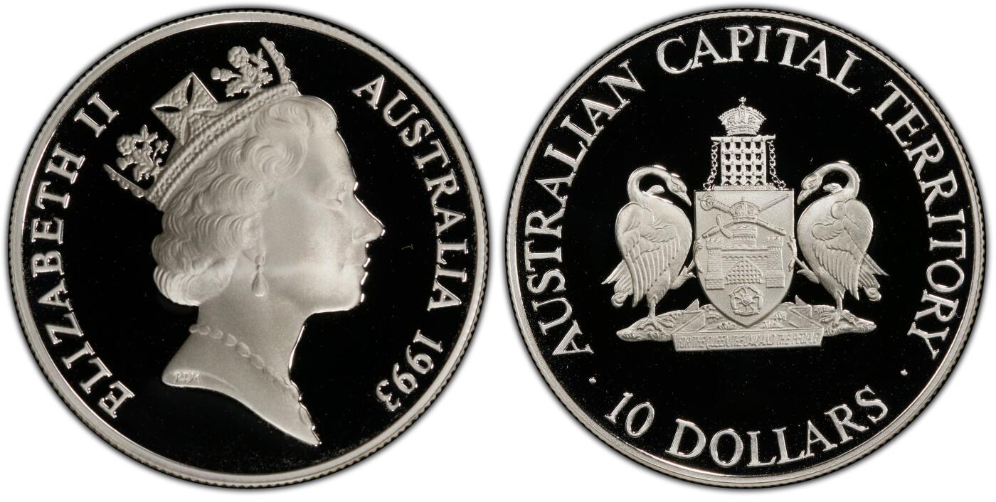 PThappally收藏第54次拍卖，英联邦地区硬币纸币 澳大利亚 1993 10澳元  20g 银币 PCGS PR69DCAM