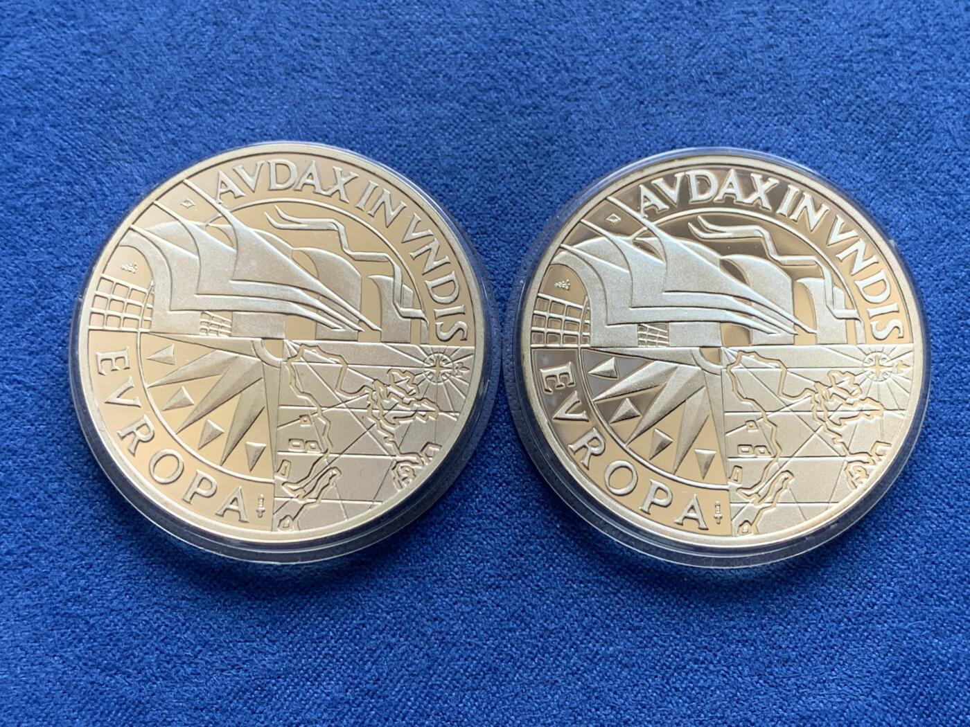 《竞宝斋》第438场 周日，周一，周二 3场连拍 （全场包邮） 两枚一组 葡萄牙航海纪念银章-航海家弗朗西斯·德雷克和亚美利哥·韦斯普奇（每枚约25克 925银）