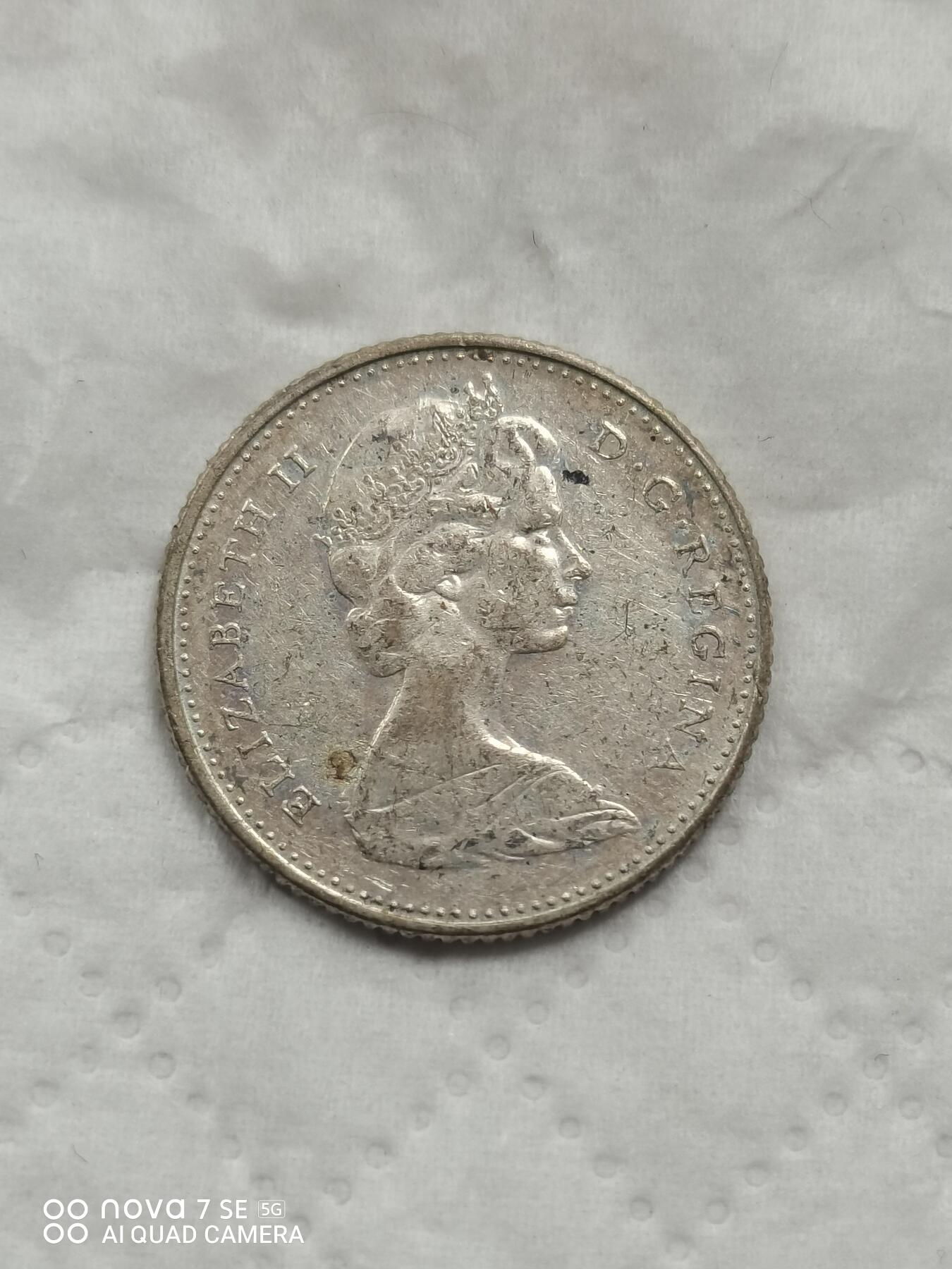 外国钱币 68年加拿大帆船10分银币