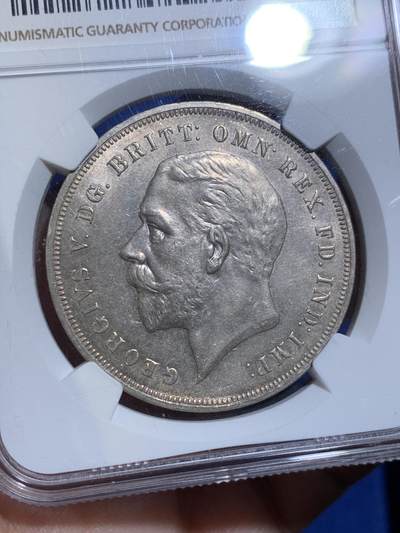 《竞宝斋》第438场 周日，周一，周二 3场连拍 （全场包邮） NGC MS64 英国1935年乔治五世1克朗马剑银币 均匀欧洲包浆