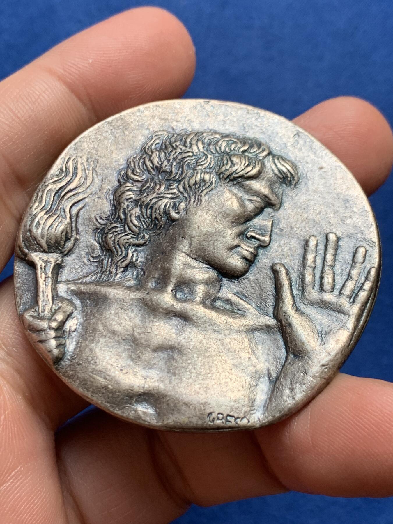 《竞宝斋》第438场 周日，周一，周二 3场连拍 （全场包邮） 意大利国家奥林匹克委员会纪念章 60.4克 50mm