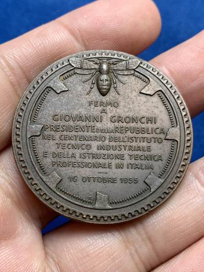 《竞宝斋》第438场 周日，周一，周二 3场连拍 （全场包邮） 意大利工业与职业教育纪念章 24.35克 40mm