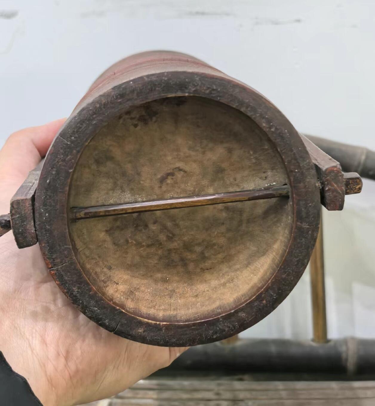 兰馨堂古玩杂项专场 木雕老竹雕提篮盒文盒 