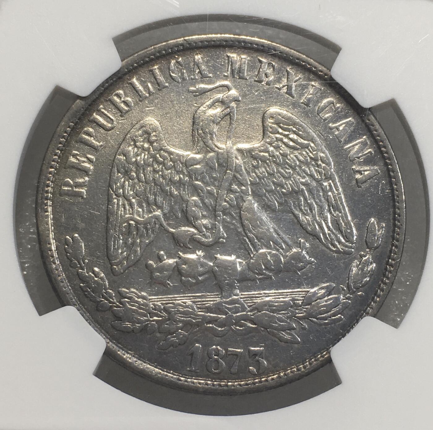 世界钱币专场拍卖 每周二开拍 NGCAUD墨西哥1873年天平鹰洋一比索银币