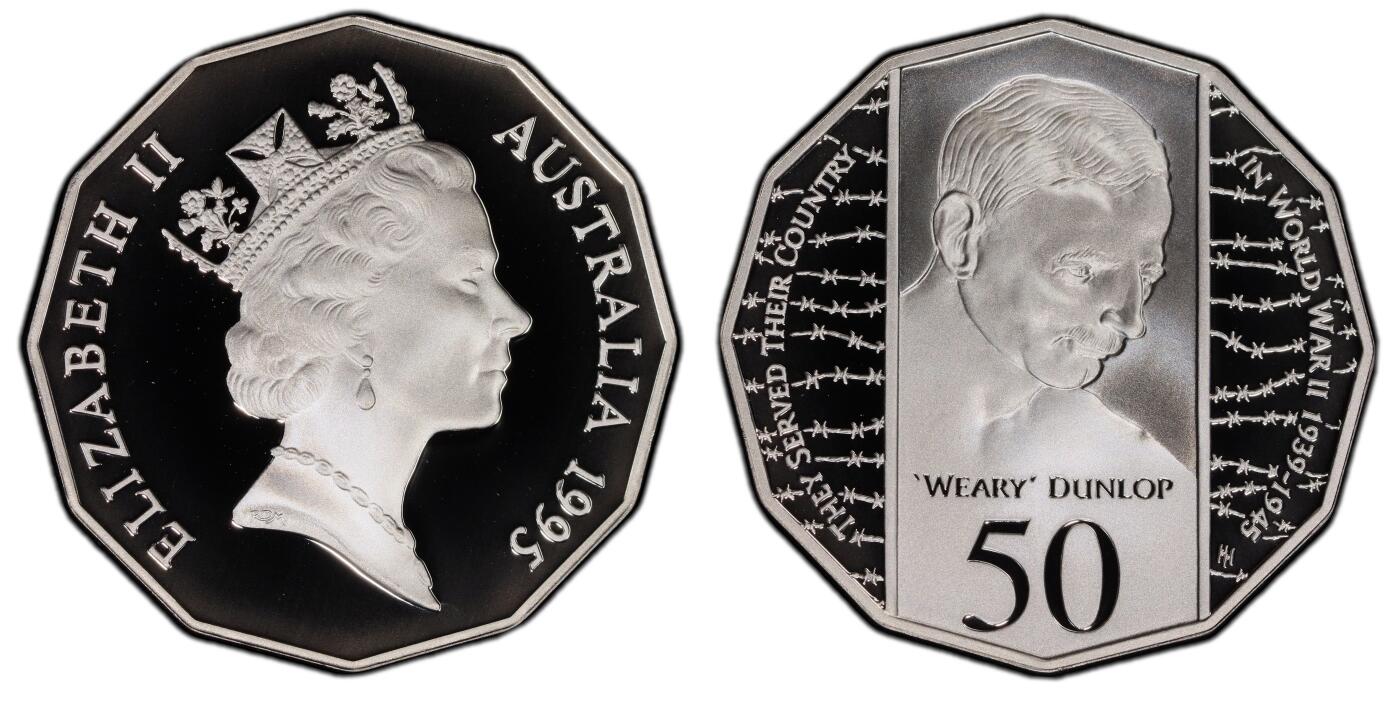 PThappally收藏第54次拍卖，英联邦地区硬币纸币 澳大利亚 1995 50分 15.55 g  铜镍币 PCGS PR69DCAM