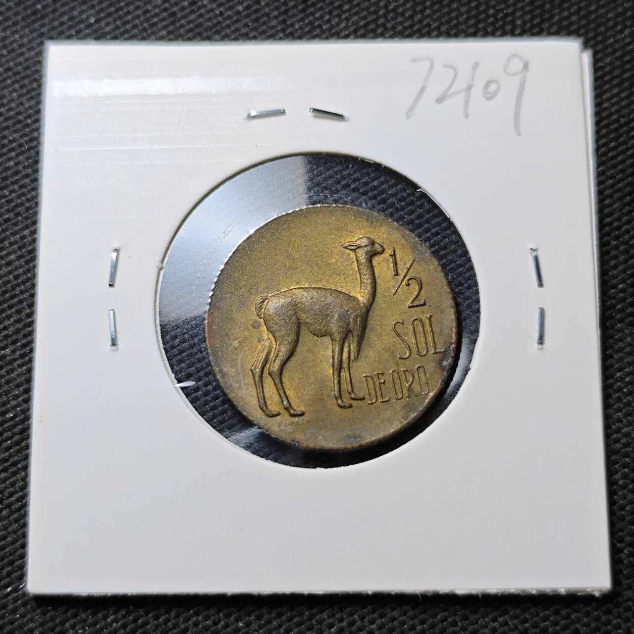 KK钱币收藏小铺  第372场  2月预留时间 周末发货  1968秘鲁1/2索尔铜币