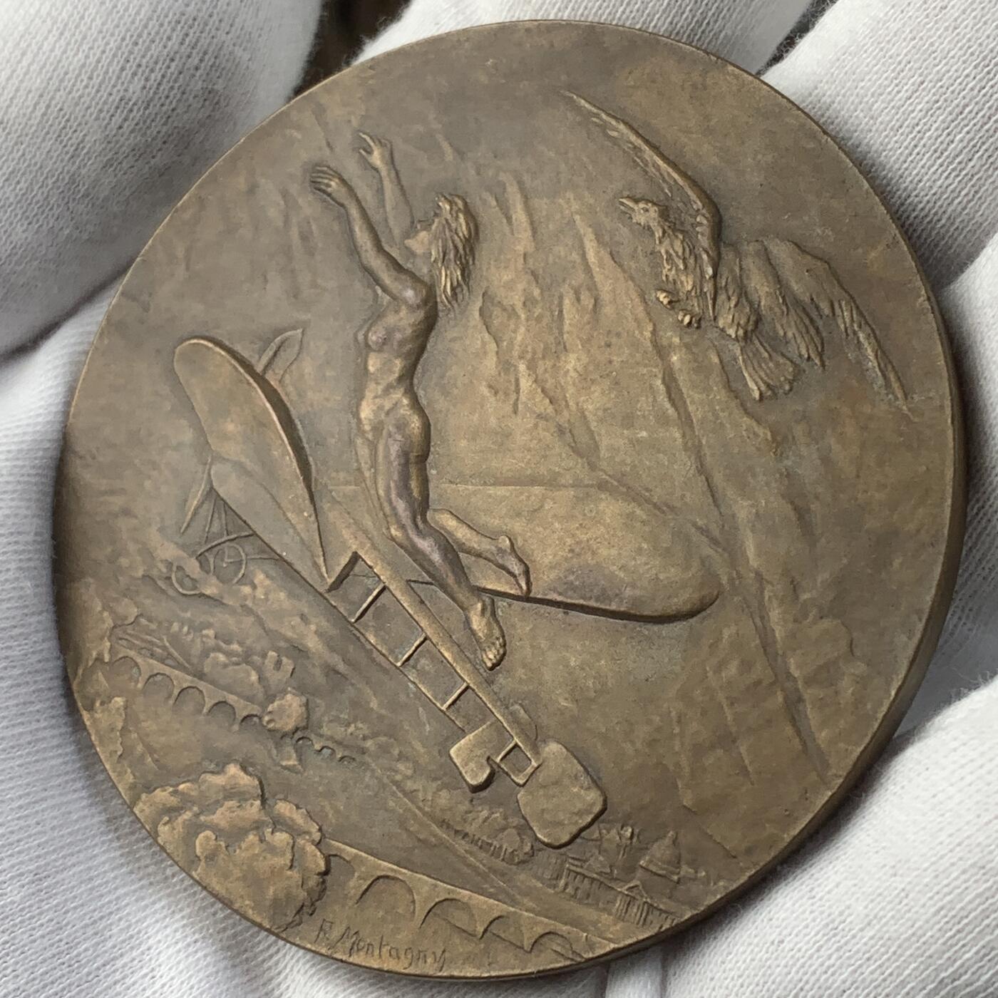 掌中浮雕-藏着的欧洲第042场 1912法国巴黎航空纪念铜章 , 68mm