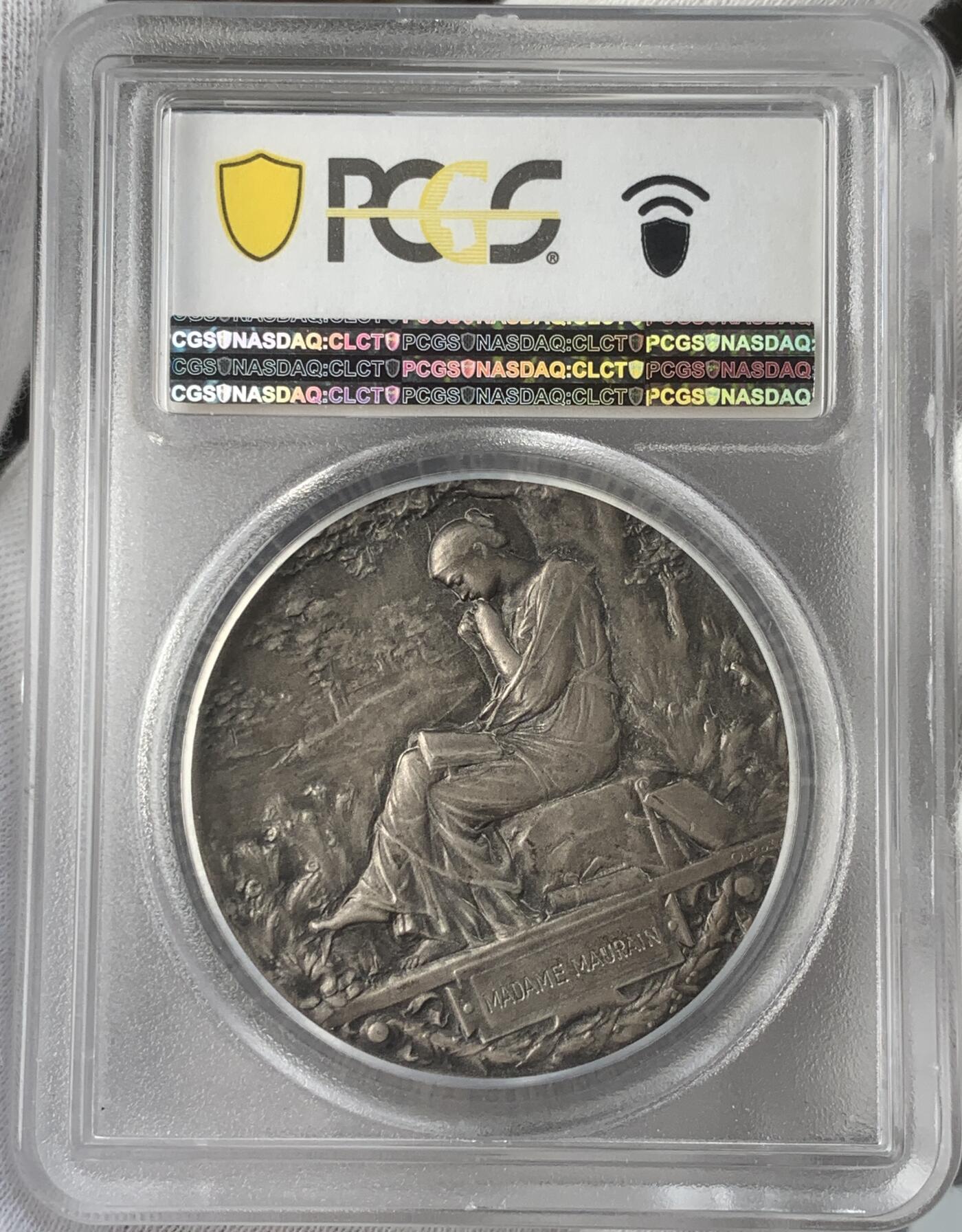 掌中浮雕-藏着的欧洲第042场 PCGS SP64 : 1937年法兰西科学促进会镀银铜章，45mm