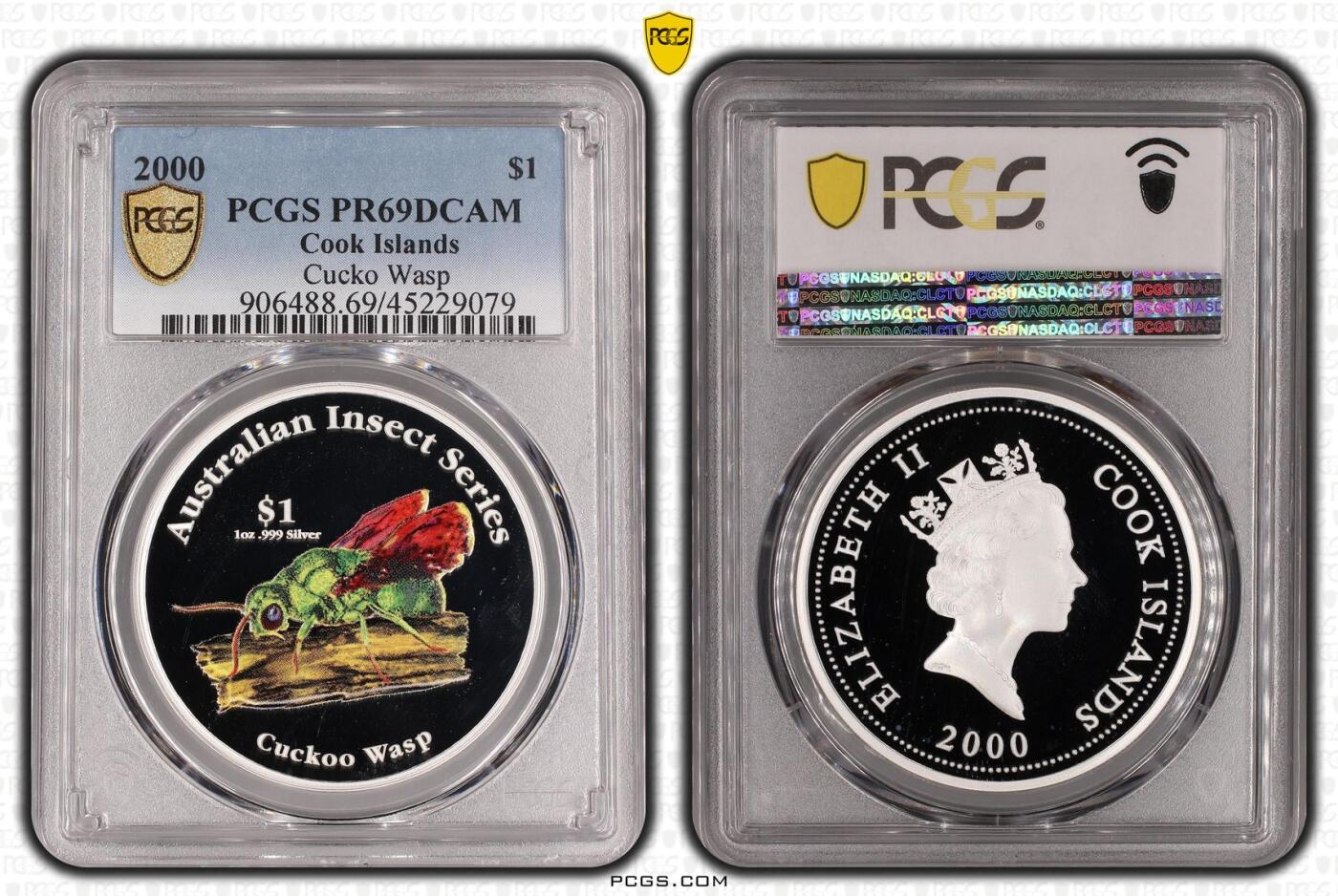 PThappally收藏第54次拍卖，英联邦地区硬币纸币 库克群岛 2000 1元  31.63 g 银币 PCGS PR69DCAM