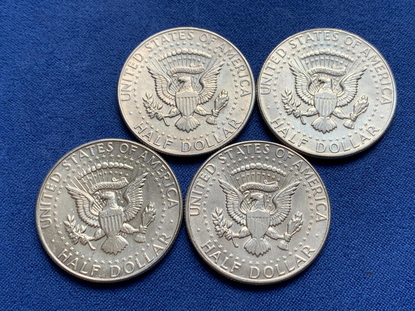 《竞宝斋》第438场 周日，周一，周二 3场连拍 （全场包邮） 四枚一组 美国1966-1968年肯尼迪半美元银币