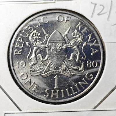 KK钱币收藏小铺  第372场  2月预留时间 周末发货 -  1980肯尼亚1先令 好品