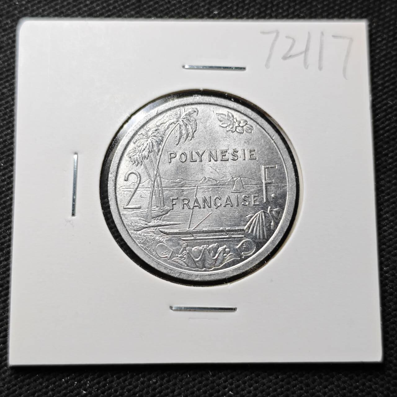 KK钱币收藏小铺  第372场  2月预留时间 周末发货  1965法属波利尼西亚2法郎