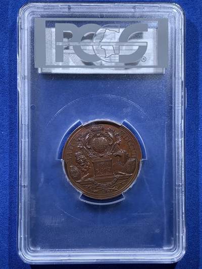 《竞宝斋》第438场 周日，周一，周二 3场连拍 （全场包邮） PCGS SP63 1707年苏格兰与英格兰联合铜章，John Croker雕刻，PCGS大盒封装。