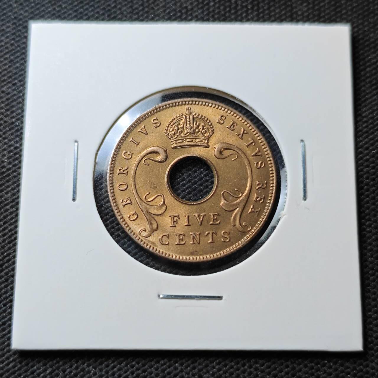 KK钱币收藏小铺  第371场  2月预留时间 周末发货  英属东非5分铜币 好品