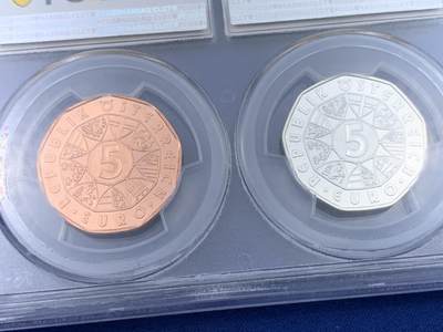《竞宝斋》第438场 周日，周一，周二 3场连拍 （全场包邮） 少见 奥地利2022年复活节系列-我就是我5欧元银铜非流通币套 8.41克925银 PCGS MS70（冠军分） 铜币 PCGS MS69RD 首期 细节见图