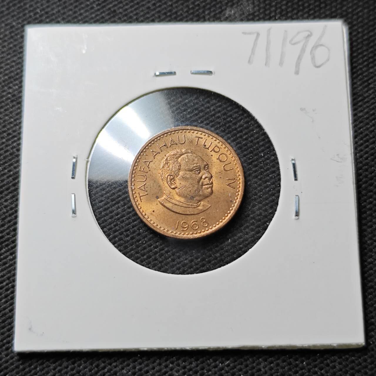 KK钱币收藏小铺  第371场  2月预留时间 周末发货  1968汤加一分铜币 好品