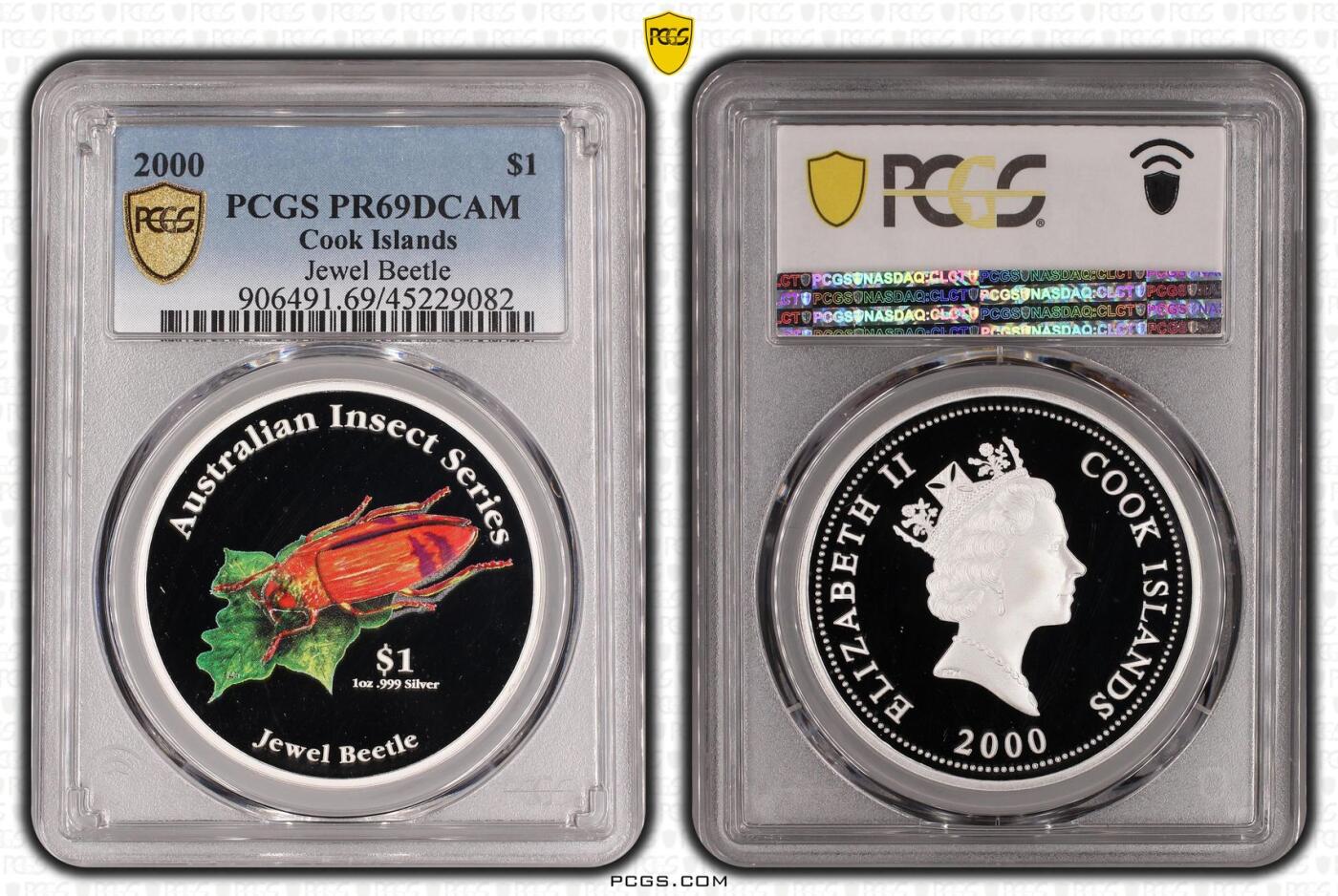 PThappally收藏第54次拍卖，英联邦地区硬币纸币 库克群岛 2000 1元  31.63 g 银币 PCGS PR69DCAM