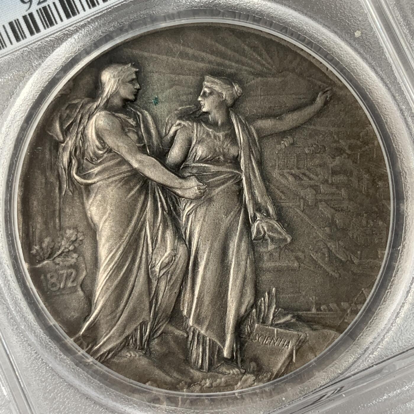 掌中浮雕-藏着的欧洲第042场 PCGS SP64 : 1937年法兰西科学促进会镀银铜章，45mm