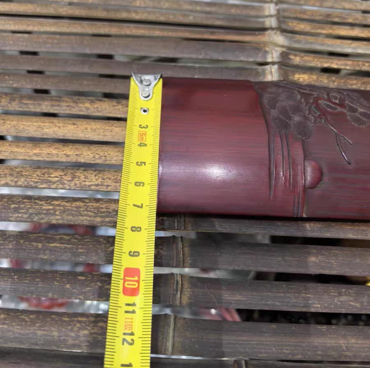 兰馨堂古玩杂项专场 老竹雕名家刘海戏金蟾臂搁茶则摆件  