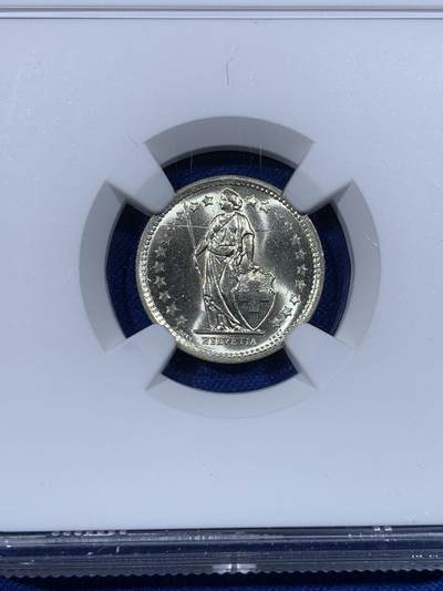 《竞宝斋》第438场 周日，周一，周二 3场连拍 （全场包邮） NGC MS64 瑞士1967B雪山女神1/2法郎银币