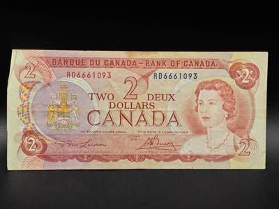 【淘币小摊】限时拍第八百拍  纸币场  满百包邮可预留两周  周一统一发货  - 加拿大1974年2元