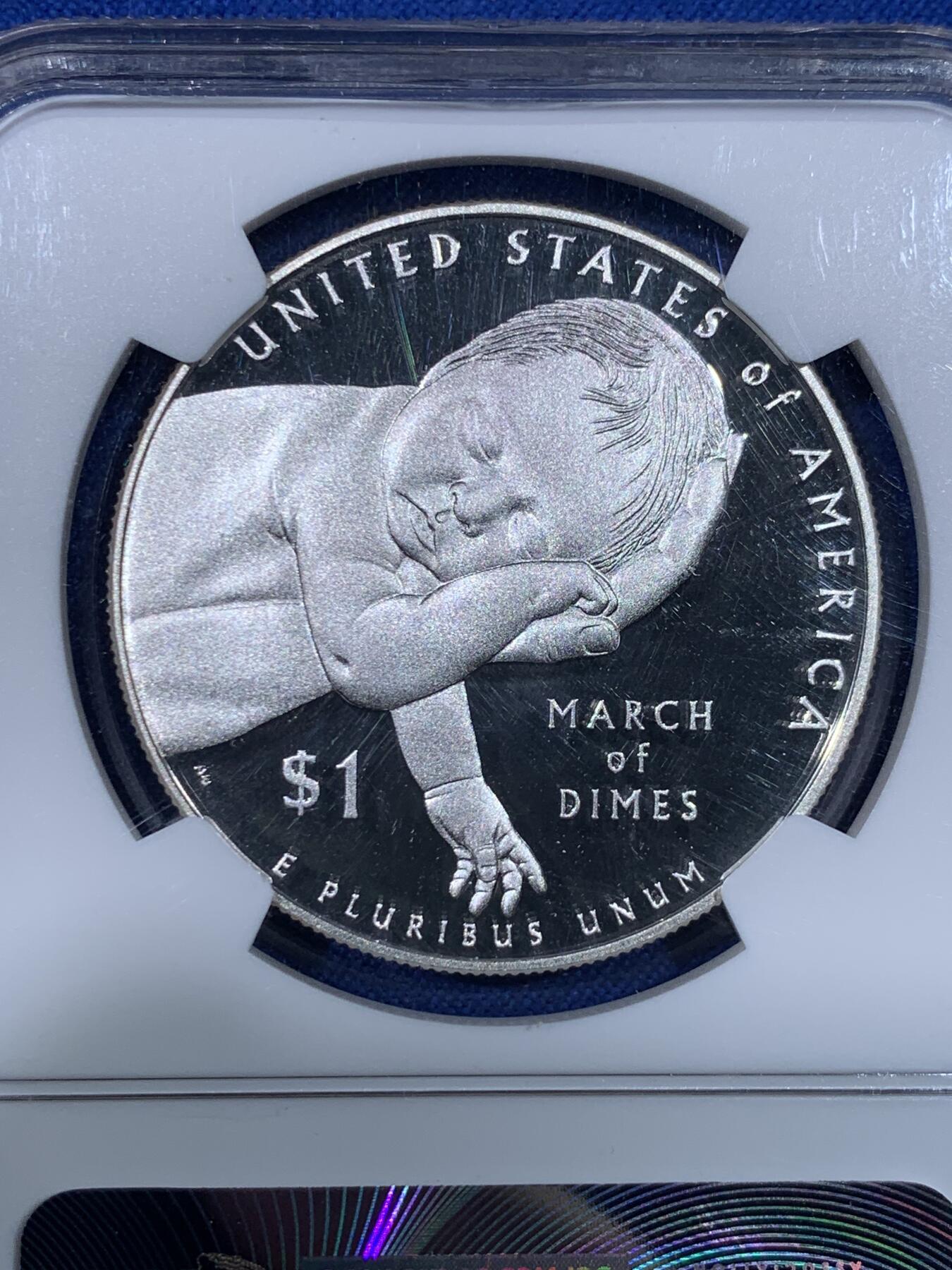 《竞宝斋》第438场 周日，周一，周二 3场连拍 （全场包邮） NGC PF69UC 美国2015年1美元精制银币 美国婴儿健康协会 早期蓝标