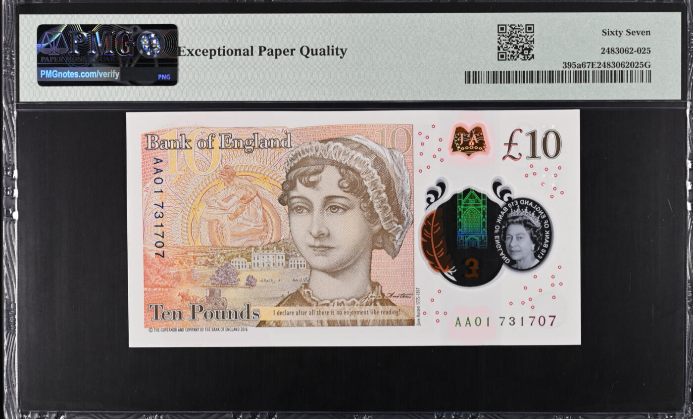 【礼羽收藏】🌏世界钱币拍卖第112期 【AA01】英国10镑 首发冠AA01 稀缺品 PMG67