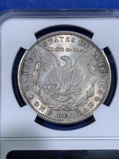 《竞宝斋》第438场 周日，周一，周二 3场连拍 （全场包邮） NGC MS64 美国1896年摩根银币，双面自然包浆，光度好。