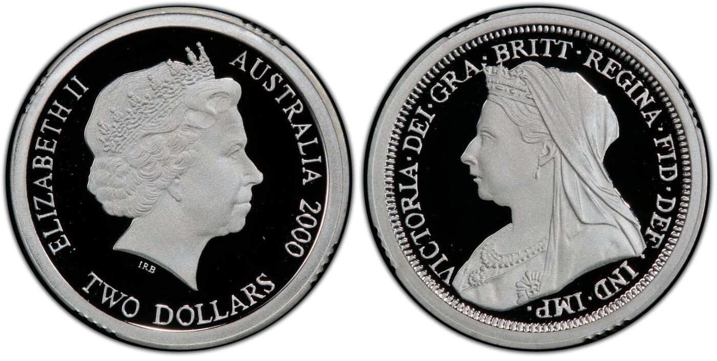 PThappally收藏第54次拍卖，英联邦地区硬币纸币 澳大利亚 2000 2澳元 8.55g 银币 PCGS PR68DCAM