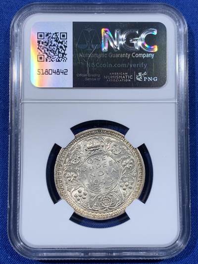 《竞宝斋》第438场 周日，周一，周二 3场连拍 （全场包邮） NGC MS62 英属印度1945年乔治六世1卢比L版 拉合尔厂少见 不是常见的B或者C版