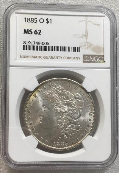 世界钱币专场拍卖 每周二开拍 - NGCMS62美国1885年O版摩根女神一美元银币