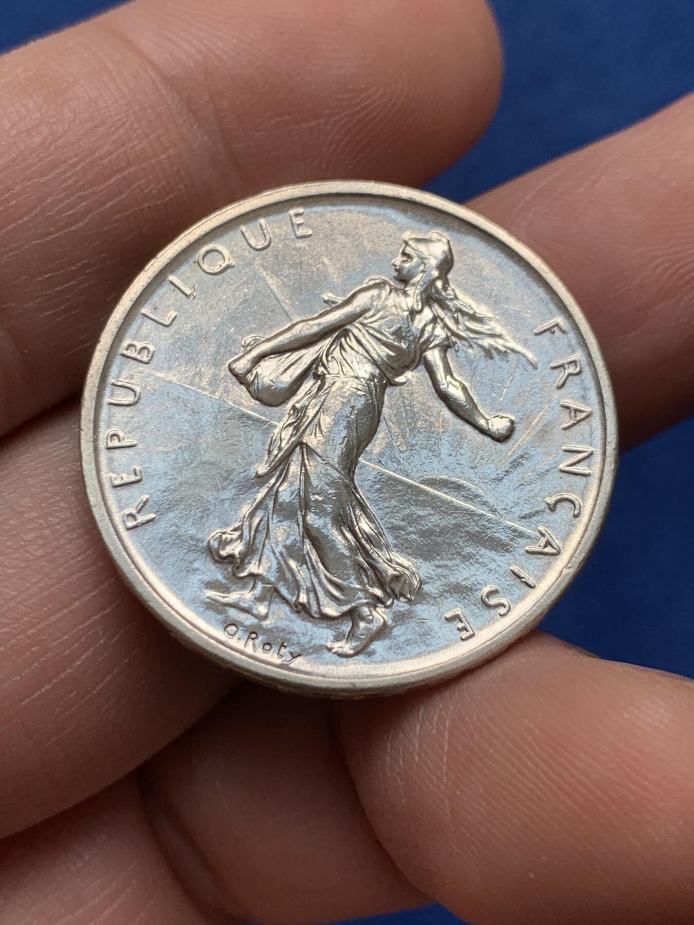 《竞宝斋》第438场 周日，周一，周二 3场连拍 （全场包邮） 法国 1960年 谷物女神 5法郎 银币