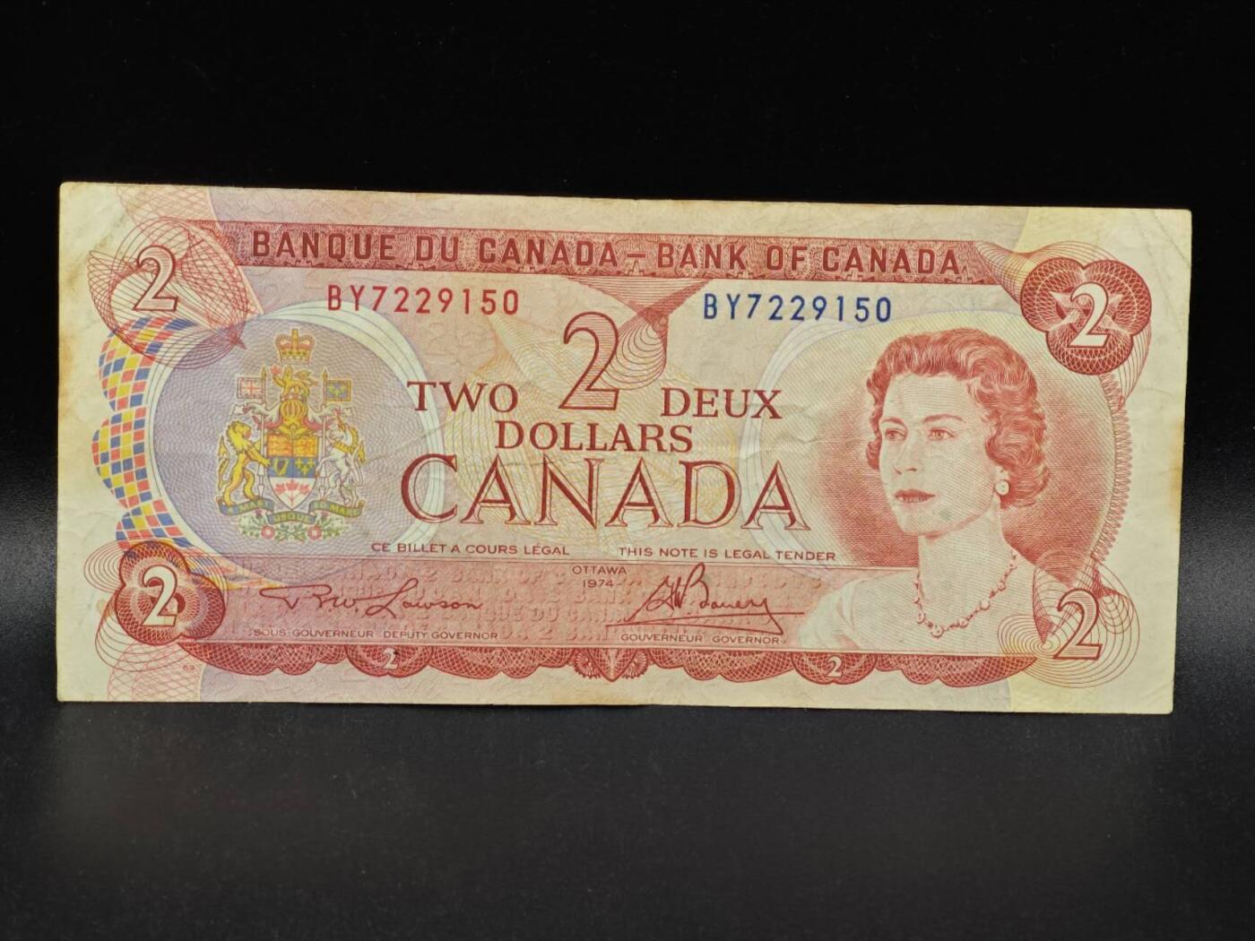 【淘币小摊】限时拍第八百拍  纸币场  满百包邮可预留两周  周一统一发货  加拿大1974年2元