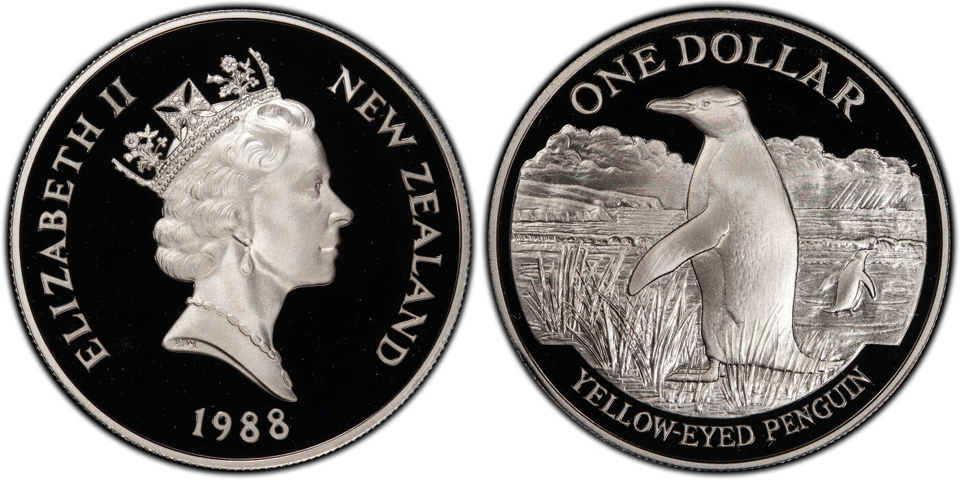 PThappally收藏第54次拍卖，英联邦地区硬币纸币 新西兰 1988 1元  27.22g  银币 PCGS PR69DCAM