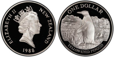 PThappally收藏第54次拍卖，英联邦地区硬币纸币 - 新西兰 1988 1元  27.22g  银币 PCGS PR69DCAM