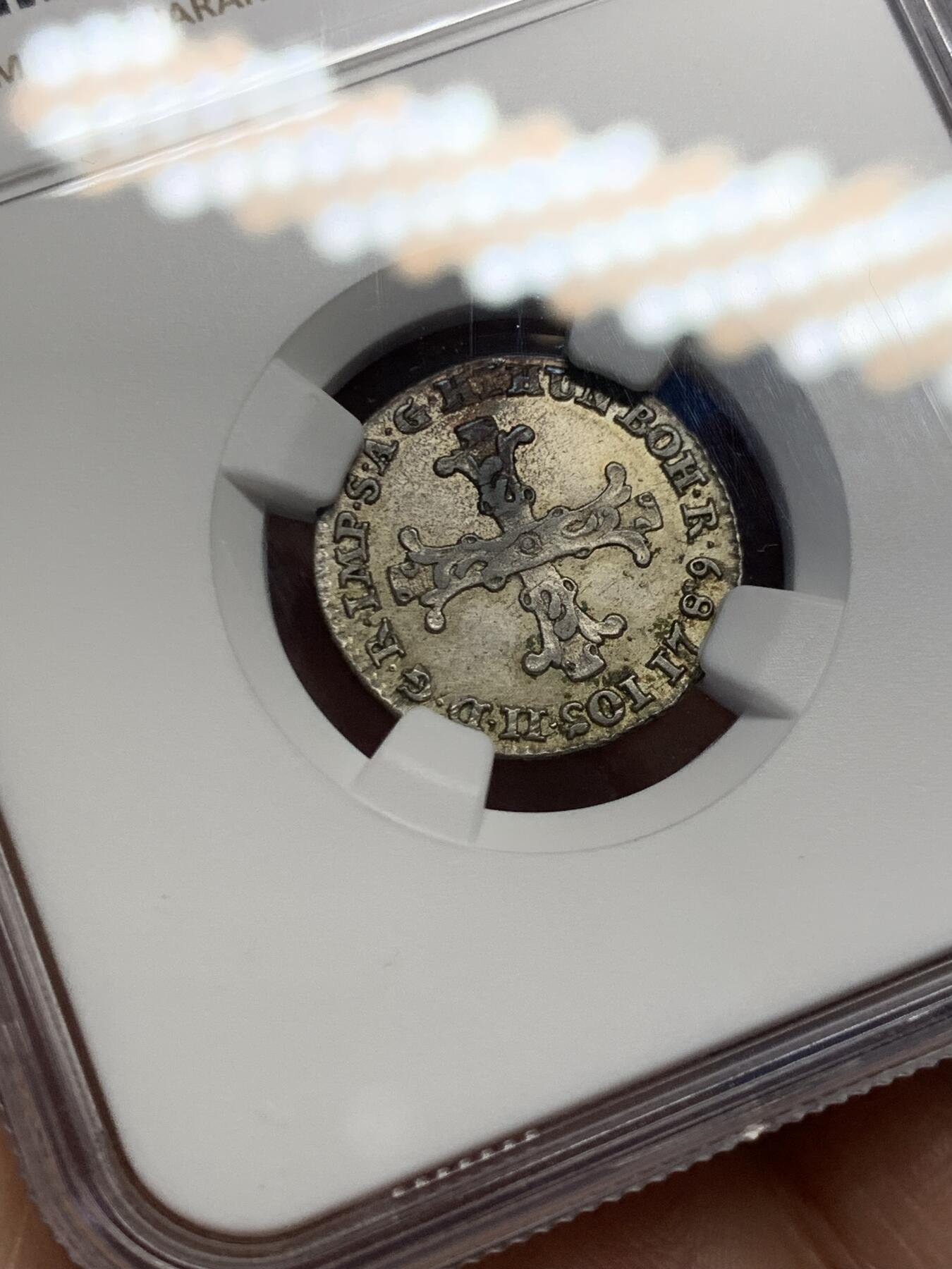 《竞宝斋》第438场 周日，周一，周二 3场连拍 （全场包邮） NGC AU55 奥属尼德兰 1789年 10L 银币 双面深打 品种不可错过