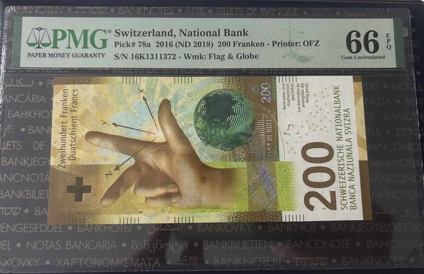 【礼羽收藏】🌏世界钱币拍卖第112期 2018版瑞士法郎大面值200，无4号码