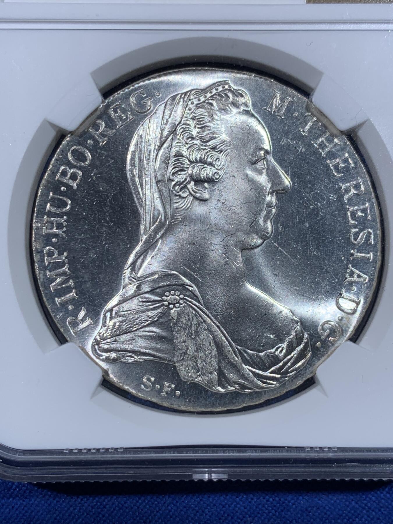 《竞宝斋》第438场 周日，周一，周二 3场连拍 （全场包邮） NGC MS65 奥匈帝国1780年玛利亚特蕾西亚1泰勒大奶妈银币 后铸版