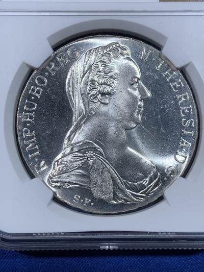 《竞宝斋》第438场 周日，周一，周二 3场连拍 （全场包邮） NGC MS65 奥匈帝国1780年玛利亚特蕾西亚1泰勒大奶妈银币 后铸版