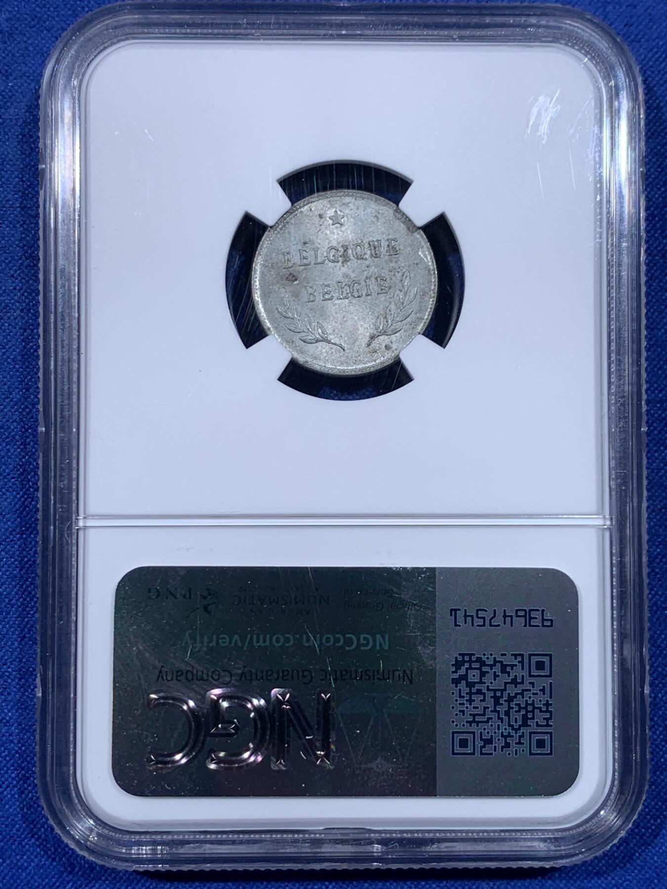 《竞宝斋》第438场 周日，周一，周二 3场连拍 （全场包邮） NGC MS62 比利时 1944年 2法郎 锌币 二战小面值易氧化金属 好品存世有限