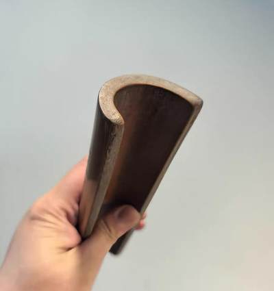 老竹雕书卷式臂搁诗文梅花臂搁镇纸摆件 