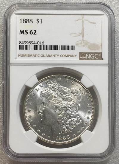 世界钱币专场拍卖 每周二开拍 - NGCMS62美国1888年摩根女神一美元银币
