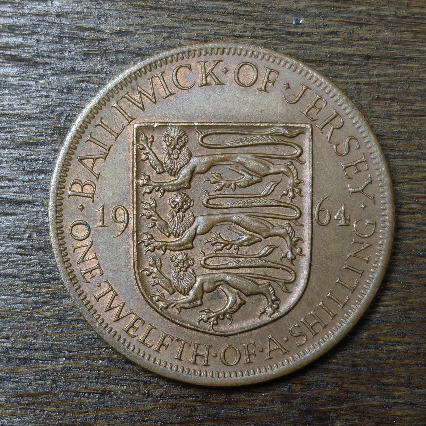 【铜匠收藏】★第132场★散币场，无佣金，30包邮。不满30元，支付5元运费。《接受代拍 代送NGC评级》 泽西岛 1964年 1/12先令