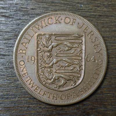 【铜匠收藏】★第132场★散币场，无佣金，30包邮。不满30元，支付5元运费。《接受代拍 代送NGC评级》 - 泽西岛 1964年 1/12先令