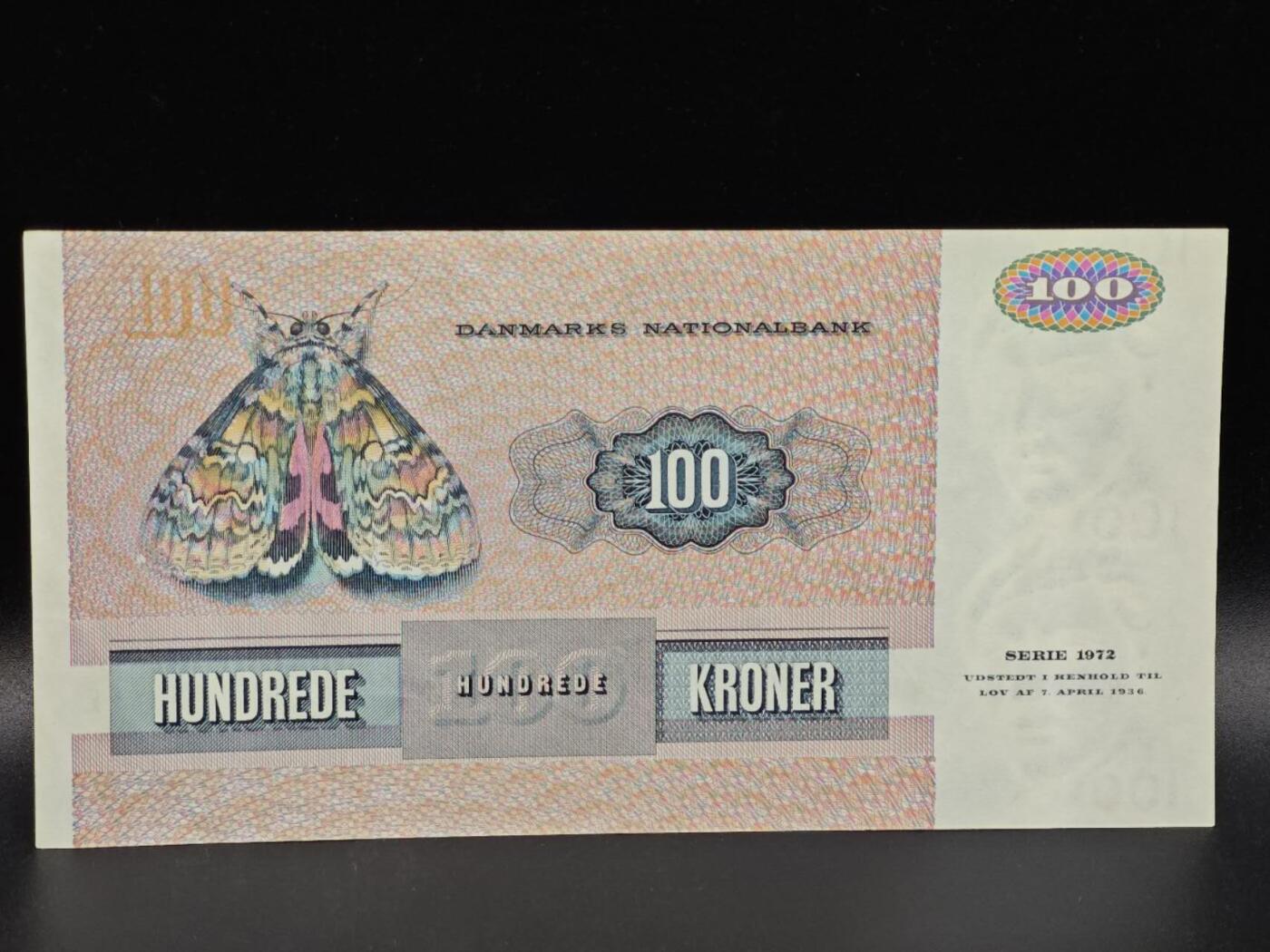 【淘币小摊】限时拍第八百拍  纸币场  满百包邮可预留两周  周一统一发货  丹麦1972年100克朗