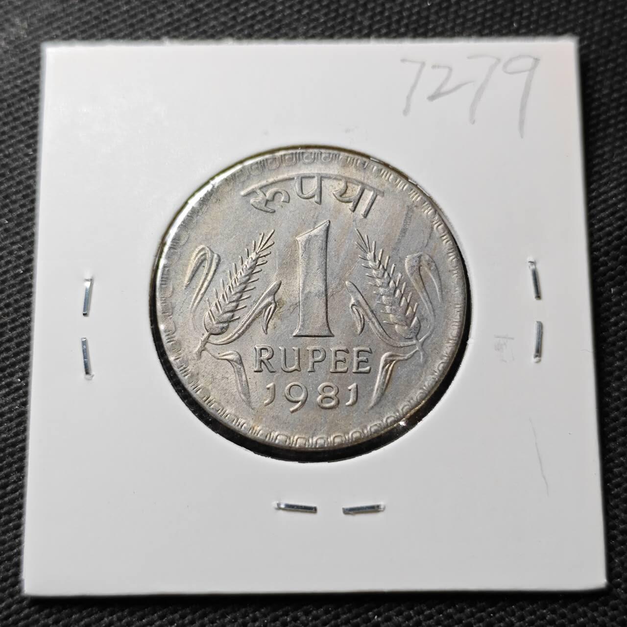 KK钱币收藏小铺  第372场  2月预留时间 周末发货  1981印度1卢比 大卢比
